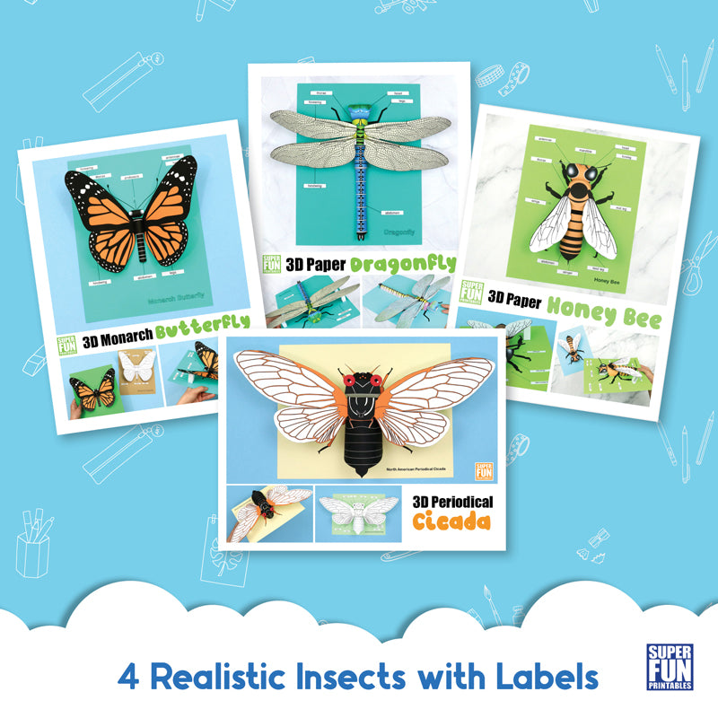 Realistic 3D Paper Insects