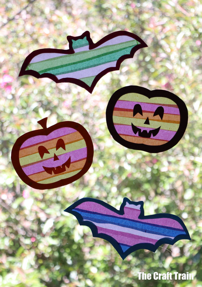 Pumpkin and Bat sun catchers for Halloween