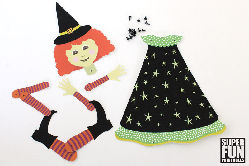 Paper Witch with moving arms and legs