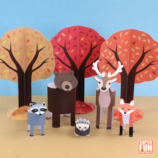 woodland animals paper play set