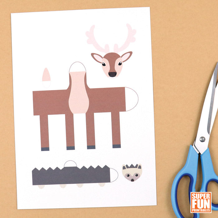 woodland animals paper play set