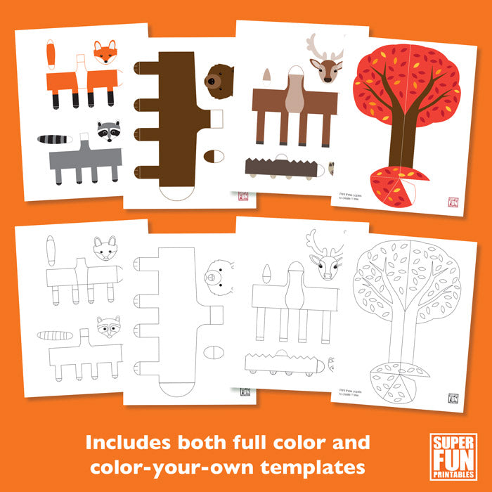 woodland animals paper play set